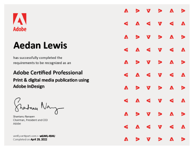 photo of InDesign certification